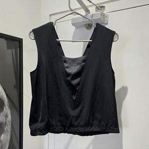 🟣✅️Rag & Bone Satin Effect Black V-Neck Tank Top